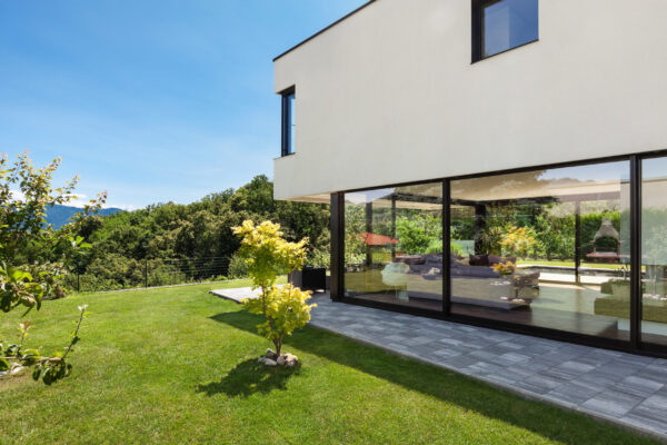 Modern villa, outdoor, view from the garden